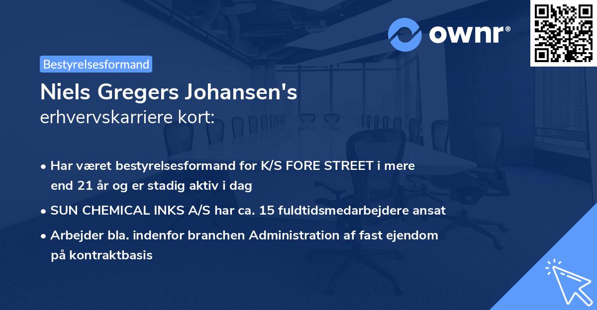 Niels Gregers Johansen's erhvervskarriere kort