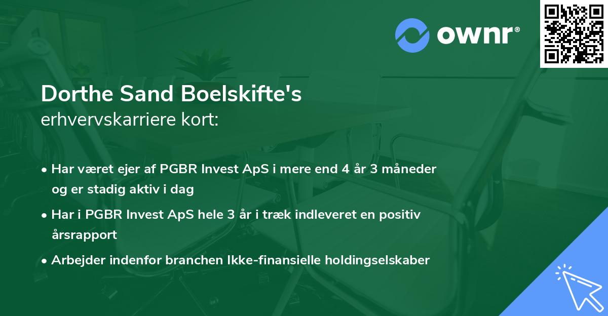 Dorthe Sand Boelskifte's erhvervskarriere kort