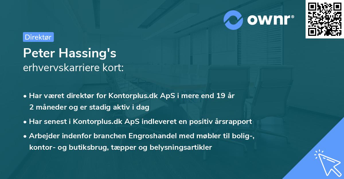 Peter Hassing's erhvervskarriere kort