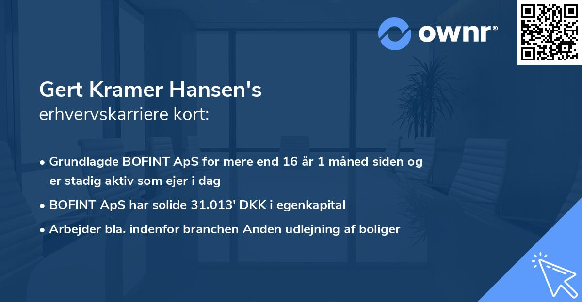 Gert Kramer Hansen's erhvervskarriere kort