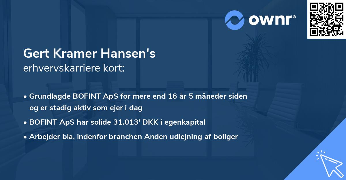 Gert Kramer Hansen's erhvervskarriere kort