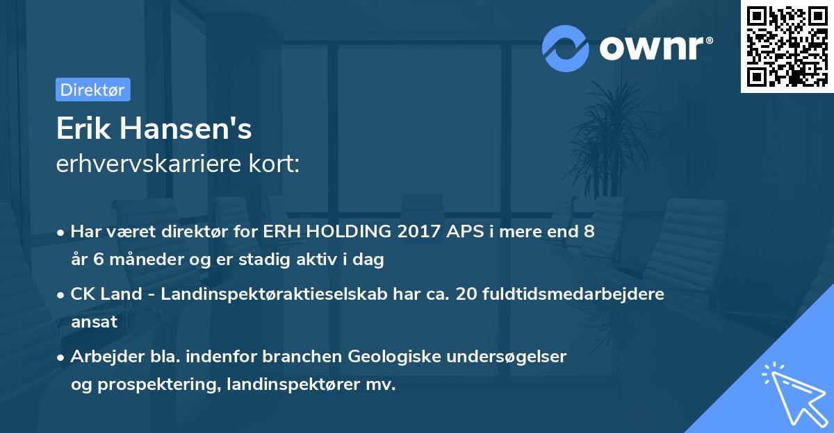 Erik Hansen's erhvervskarriere kort