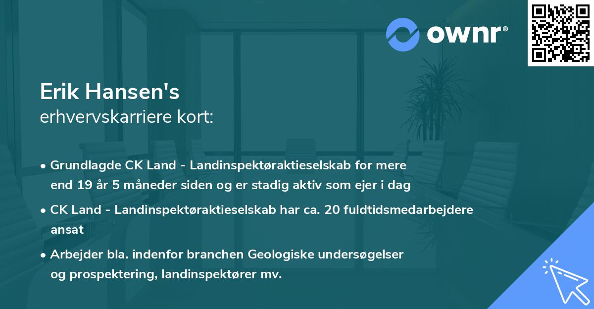 Erik Hansen's erhvervskarriere kort