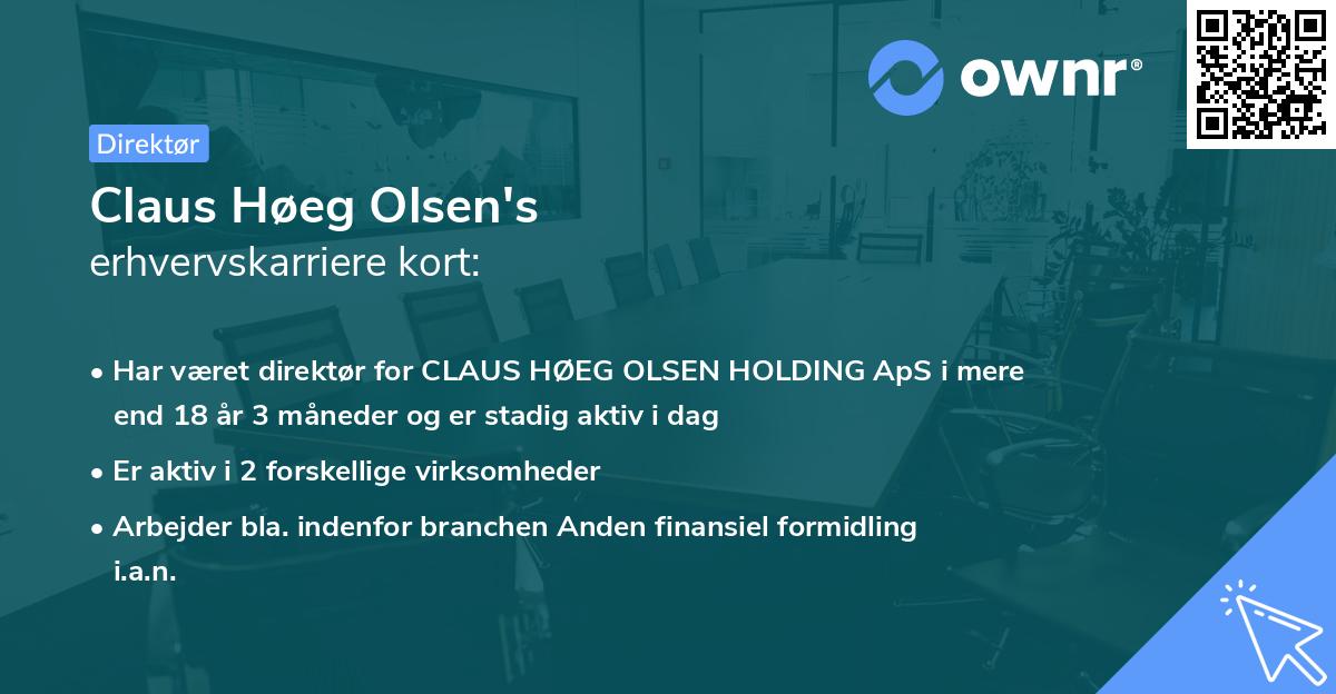Claus Høeg Olsen's erhvervskarriere kort