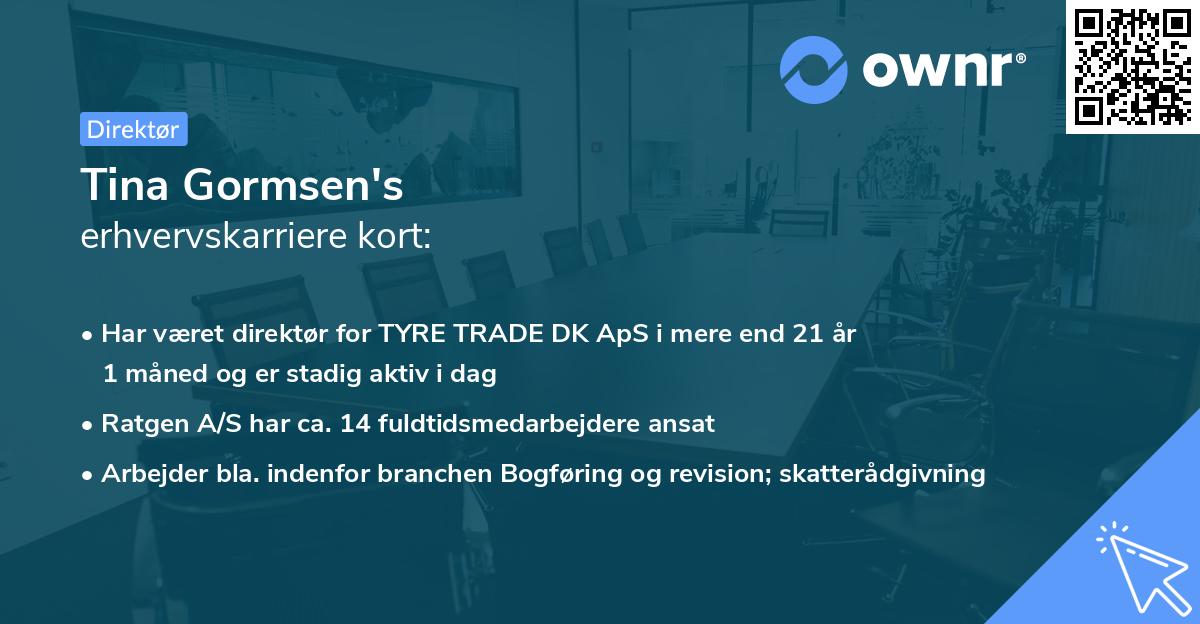 Tina Gormsen's erhvervskarriere kort