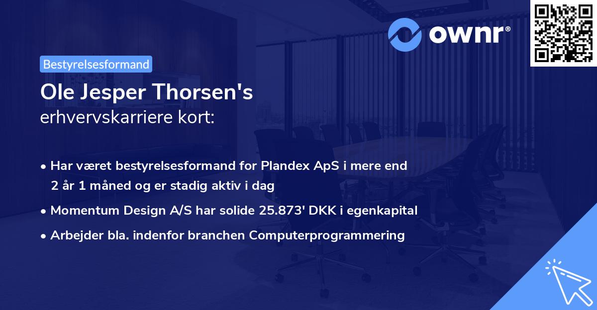 Ole Jesper Thorsen's erhvervskarriere kort