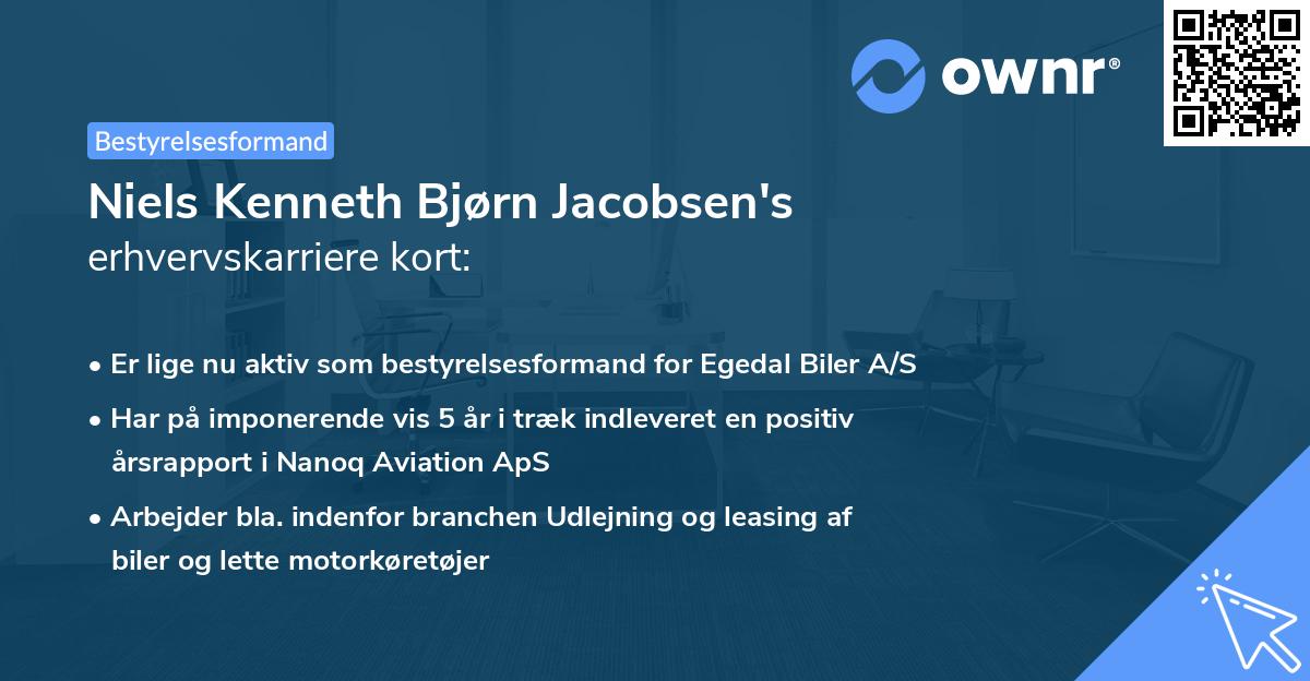 Niels Kenneth Bjørn Jacobsen's erhvervskarriere kort