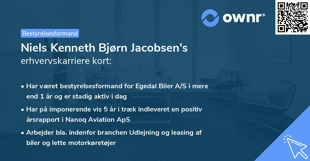 Niels Kenneth Bjørn Jacobsen's erhvervskarriere kort