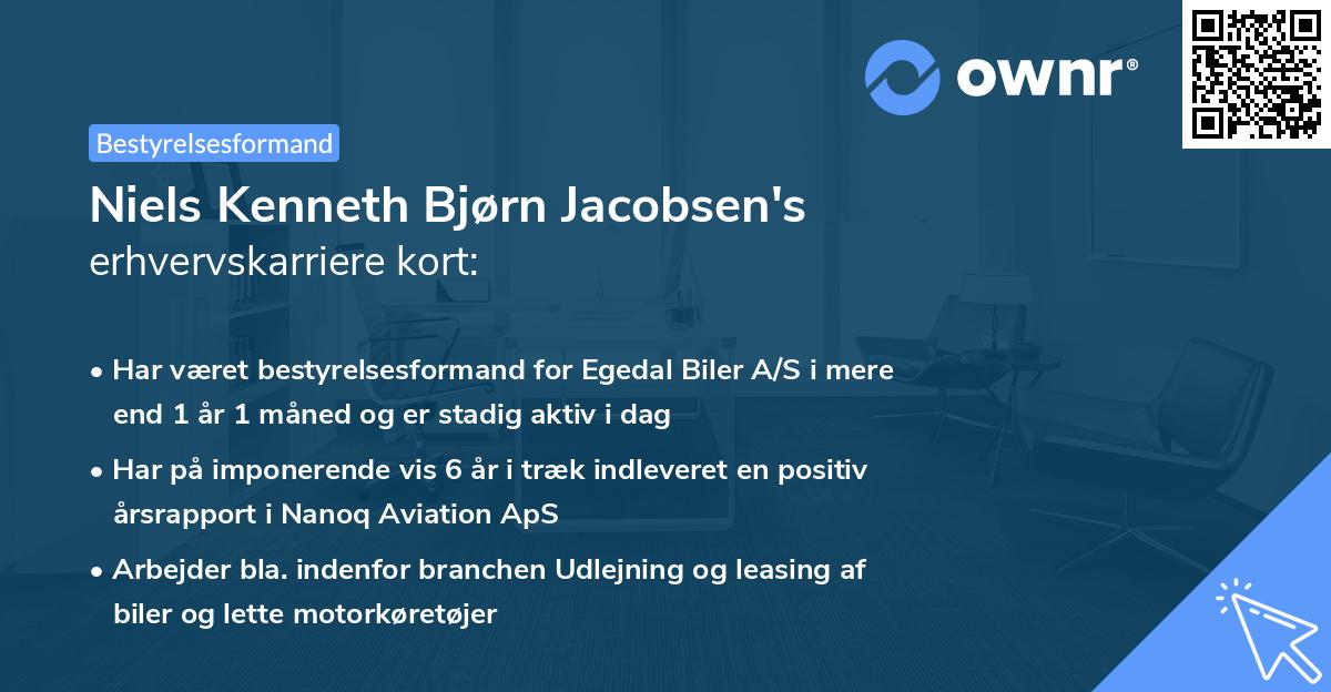 Niels Kenneth Bjørn Jacobsen's erhvervskarriere kort