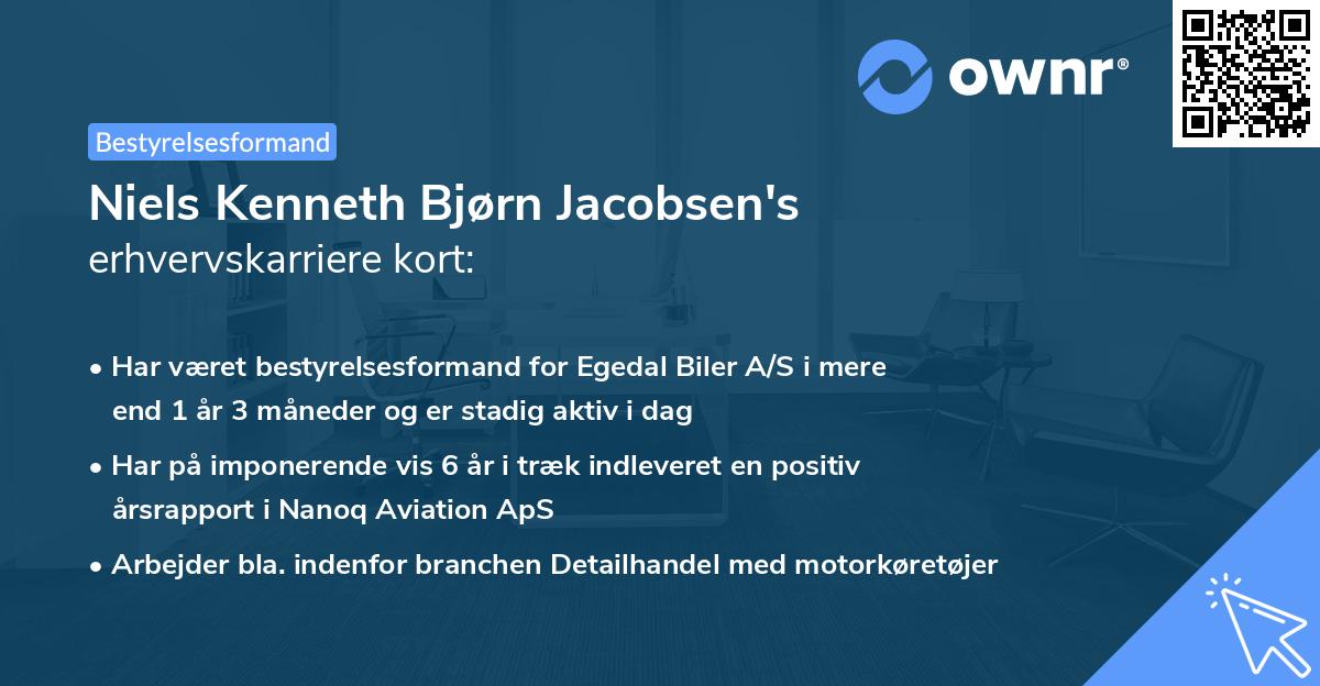 Niels Kenneth Bjørn Jacobsen's erhvervskarriere kort