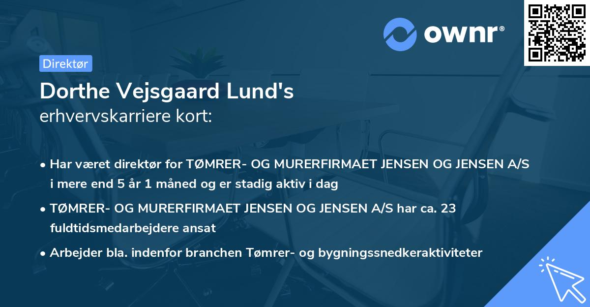 Dorthe Vejsgaard Lund's erhvervskarriere kort