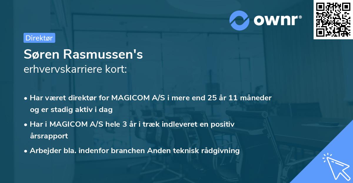 Søren Rasmussen's erhvervskarriere kort