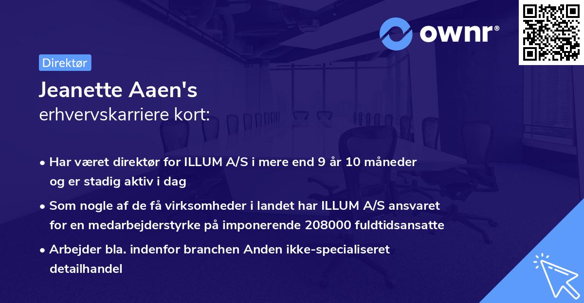 Jeanette Aaen's erhvervskarriere kort
