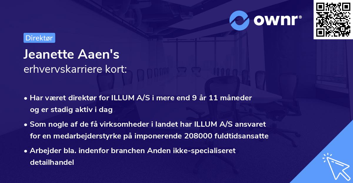 Jeanette Aaen's erhvervskarriere kort