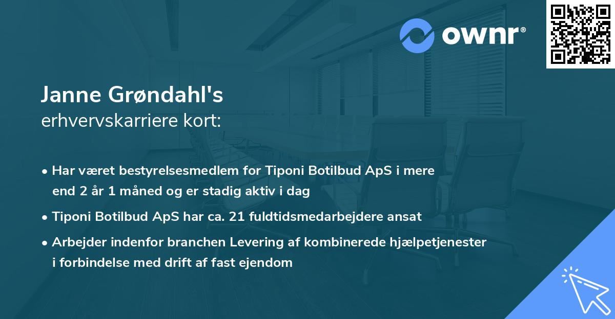 Janne Grøndahl's erhvervskarriere kort