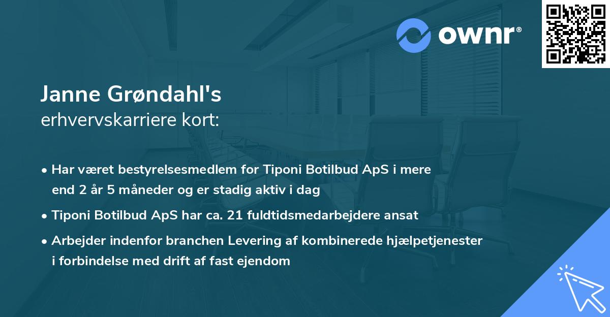 Janne Grøndahl's erhvervskarriere kort