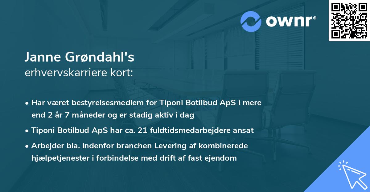 Janne Grøndahl's erhvervskarriere kort