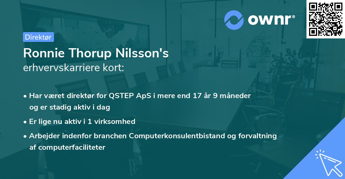 Ronnie Thorup Nilsson's erhvervskarriere kort
