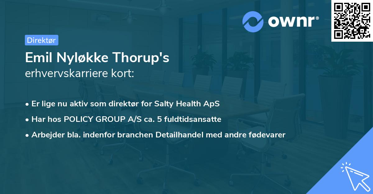 Emil Nyløkke Thorup's erhvervskarriere kort