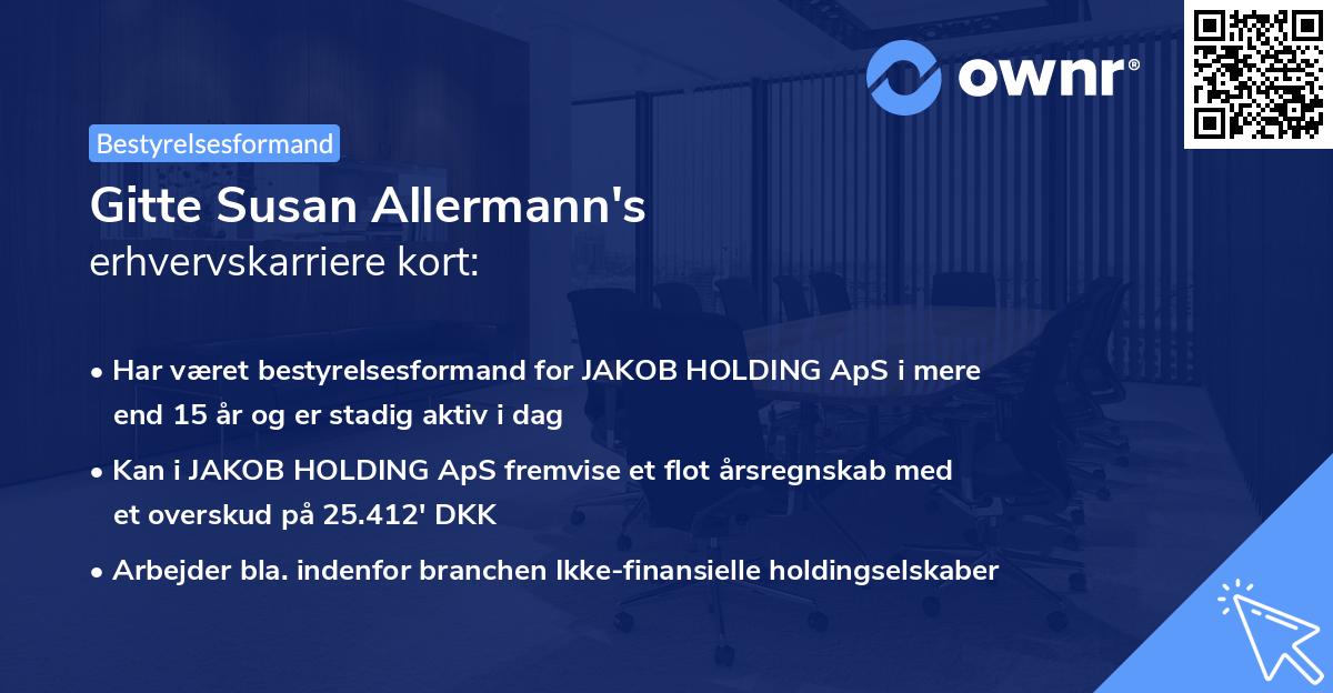 Gitte Susan Allermann's erhvervskarriere kort