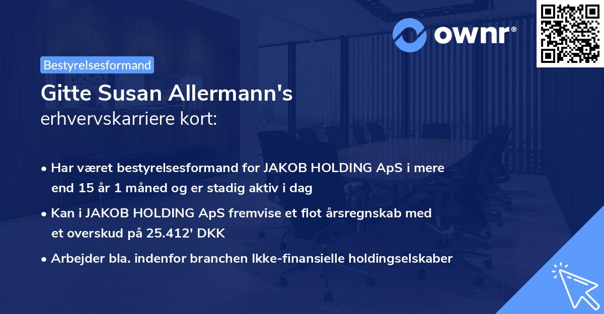 Gitte Susan Allermann's erhvervskarriere kort