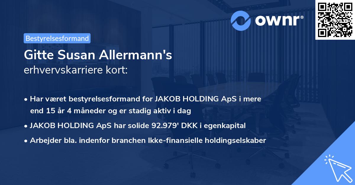 Gitte Susan Allermann's erhvervskarriere kort