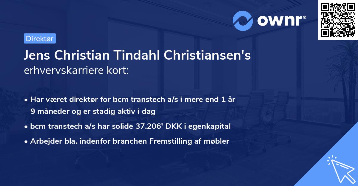 Jens Christian Tindahl Christiansen's erhvervskarriere kort