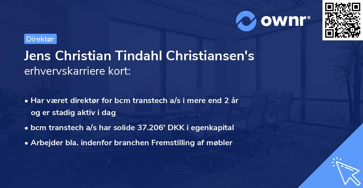 Jens Christian Tindahl Christiansen's erhvervskarriere kort
