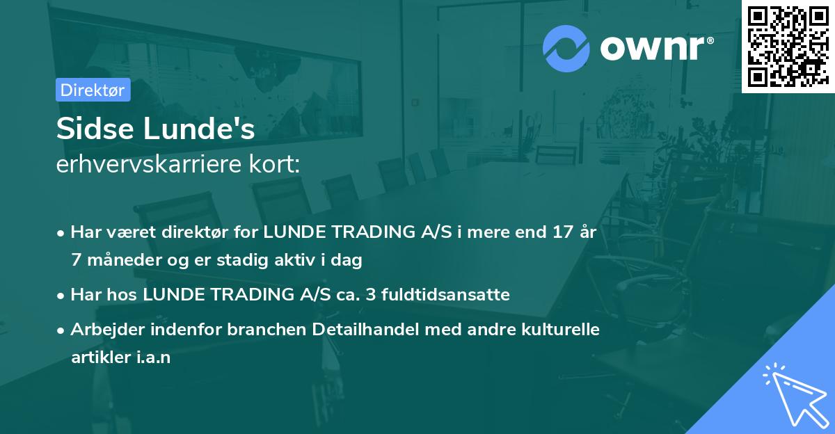 Sidse Lunde's erhvervskarriere kort