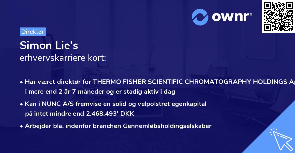 Simon Lie's erhvervskarriere kort