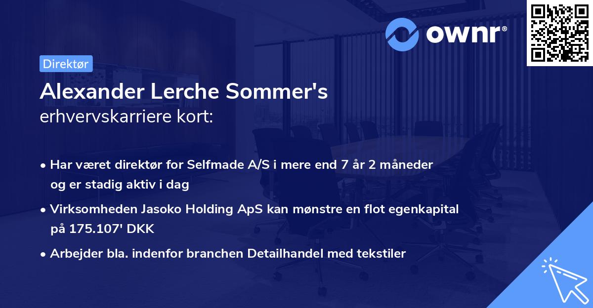 Alexander Lerche Sommer's erhvervskarriere kort