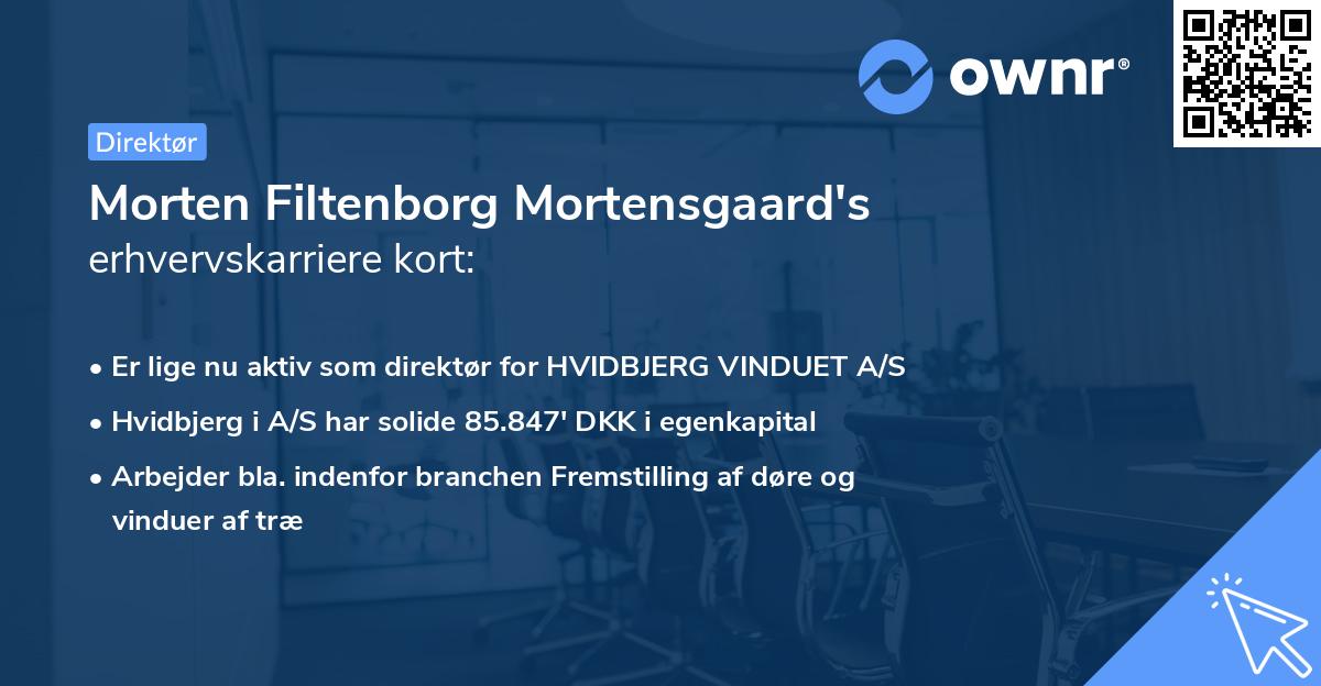 Morten Filtenborg Mortensgaard's erhvervskarriere kort
