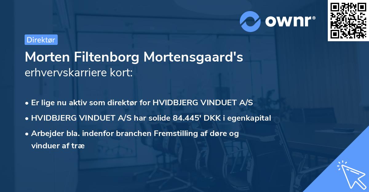 Morten Filtenborg Mortensgaard's erhvervskarriere kort