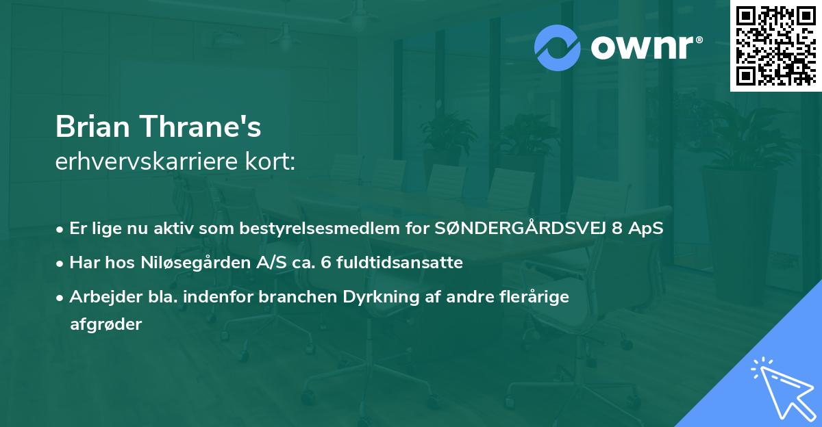 Brian Thrane's erhvervskarriere kort