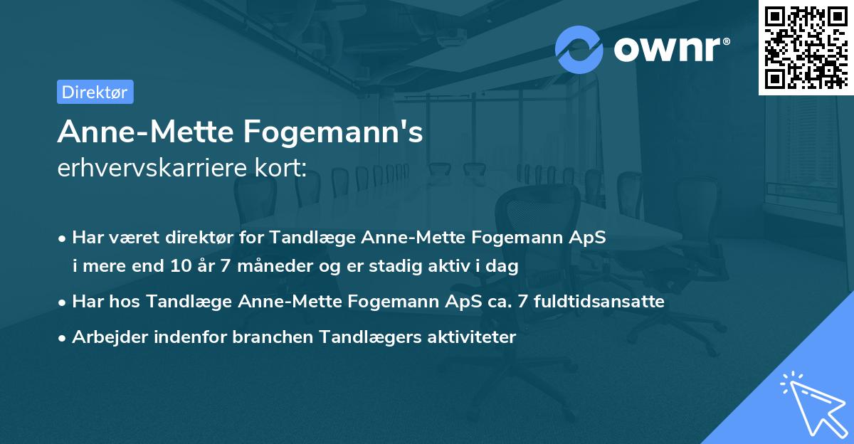 Anne-Mette Fogemann's erhvervskarriere kort