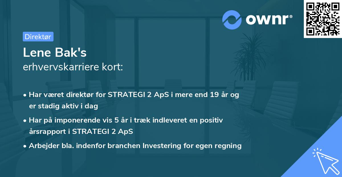 Lene Bak's erhvervskarriere kort