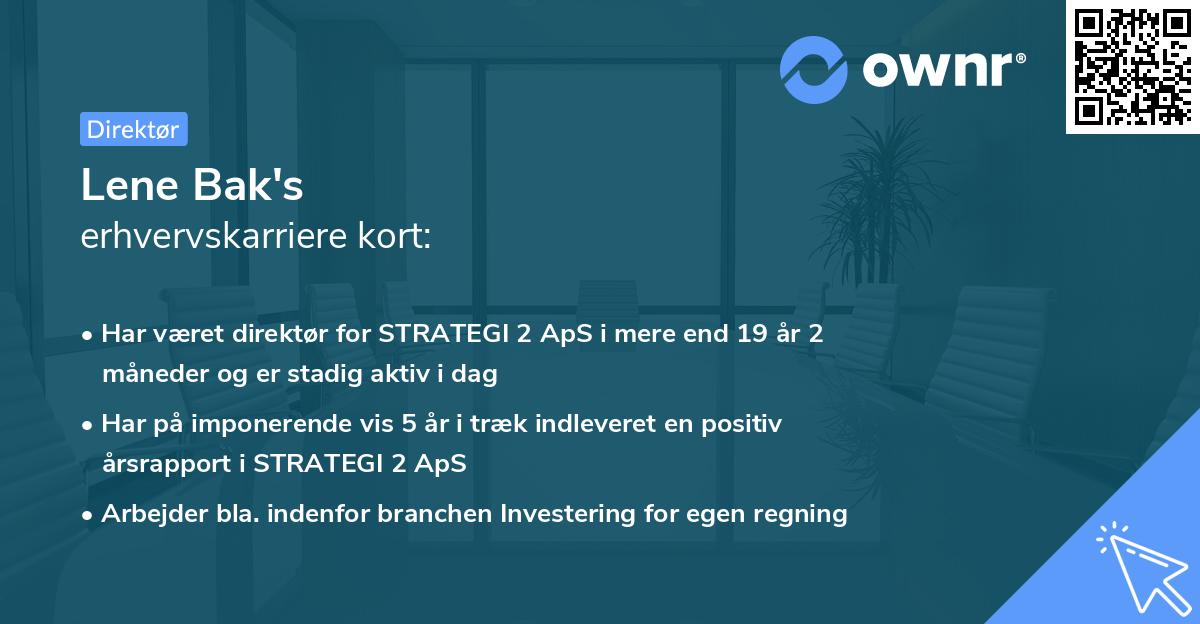 Lene Bak's erhvervskarriere kort