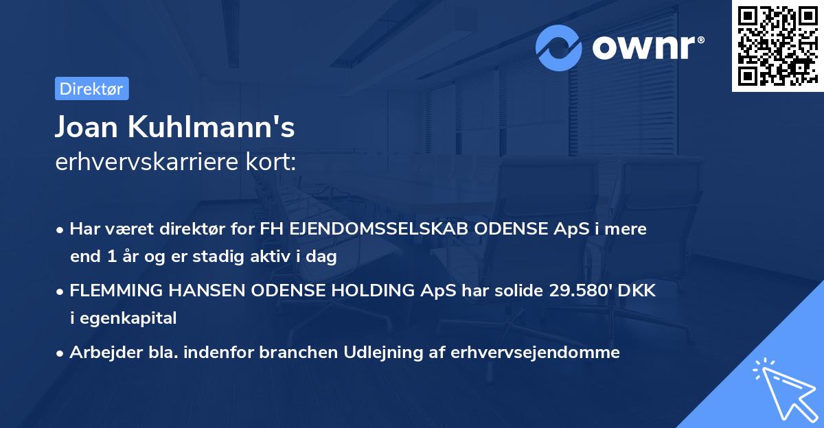 Joan Kuhlmann's erhvervskarriere kort