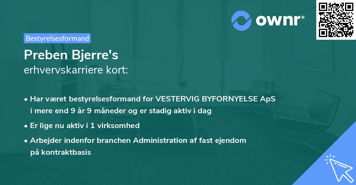 Preben Bjerre's erhvervskarriere kort