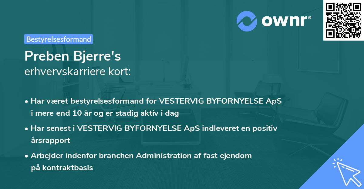 Preben Bjerre's erhvervskarriere kort