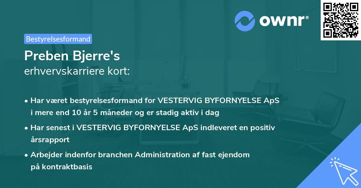 Preben Bjerre's erhvervskarriere kort