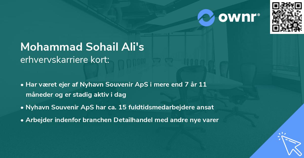 Mohammad Sohail Ali's erhvervskarriere kort