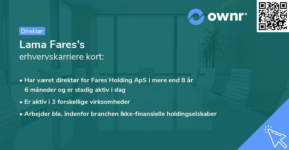 Lama Fares's erhvervskarriere kort