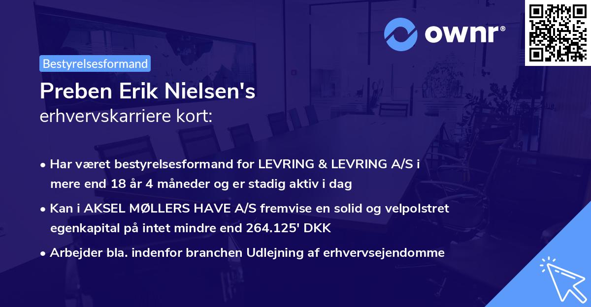 Preben Erik Nielsen's erhvervskarriere kort