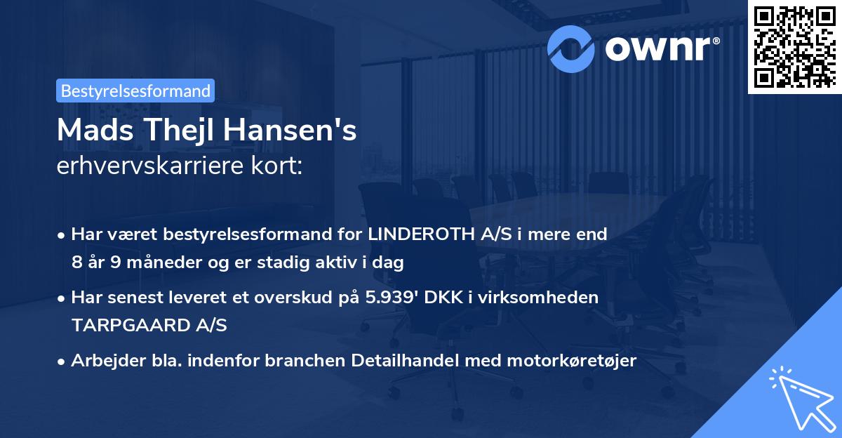 Mads Thejl Hansen's erhvervskarriere kort