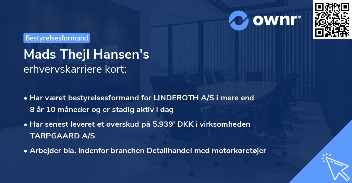 Mads Thejl Hansen's erhvervskarriere kort