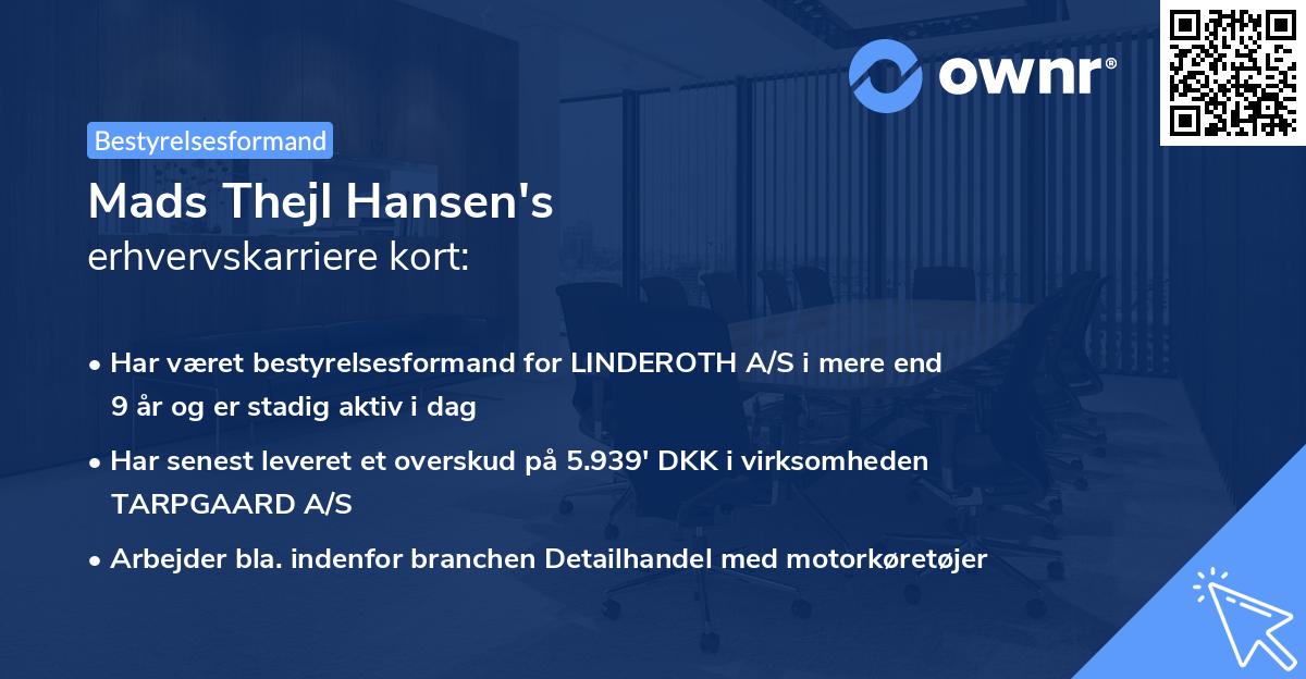 Mads Thejl Hansen's erhvervskarriere kort