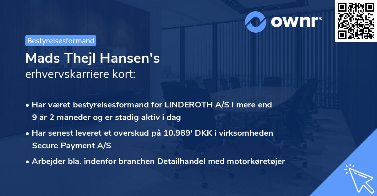 Mads Thejl Hansen's erhvervskarriere kort