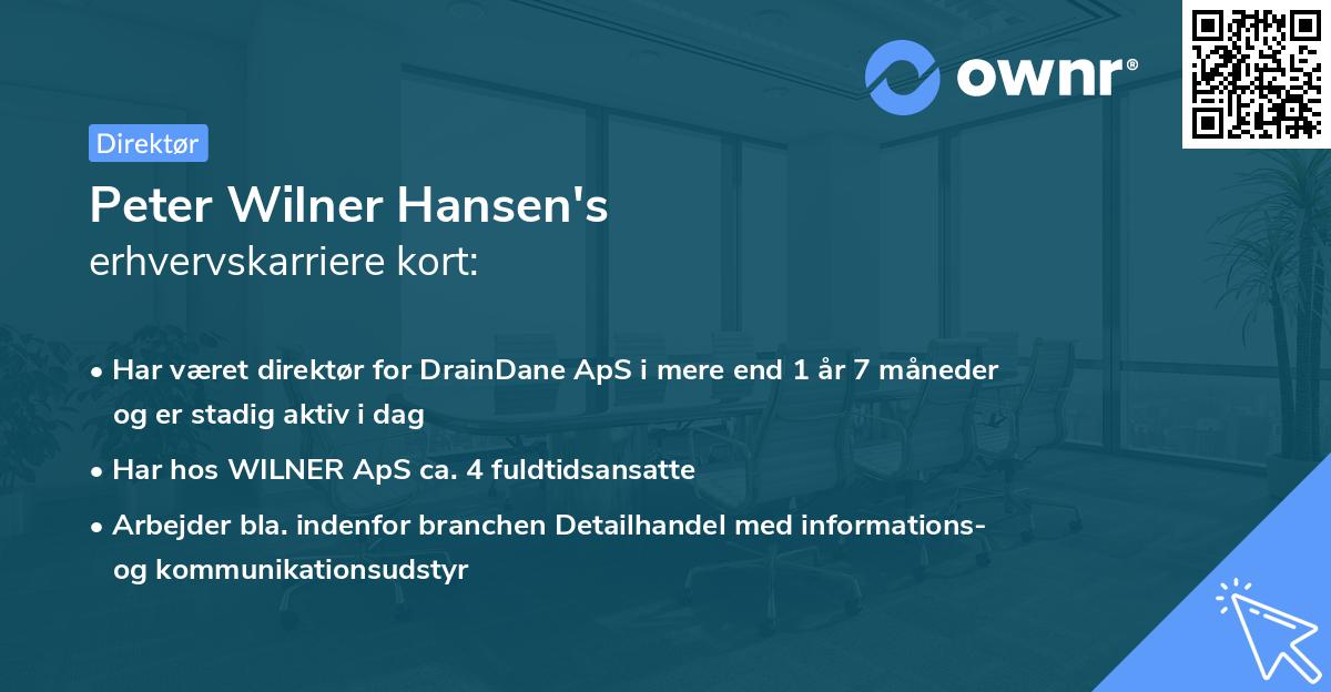 Peter Wilner Hansen's erhvervskarriere kort