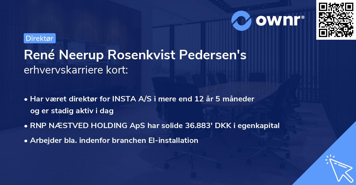 René Neerup Rosenkvist Pedersen's erhvervskarriere kort